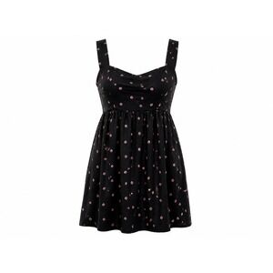 Torrid Mini Poplin Basque Waist Dress Black Strawberry Print Plus Size 1X 14-16